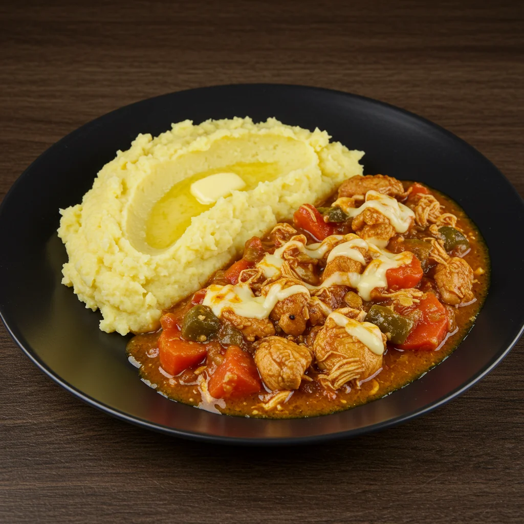 Fit zapiekanka z kurczaka z ziemniaczanym purée